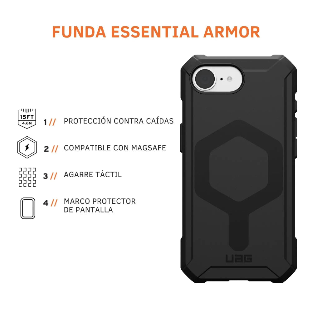 Case UAG Essential Armor con Magsafe para iPhone 16e - Negro