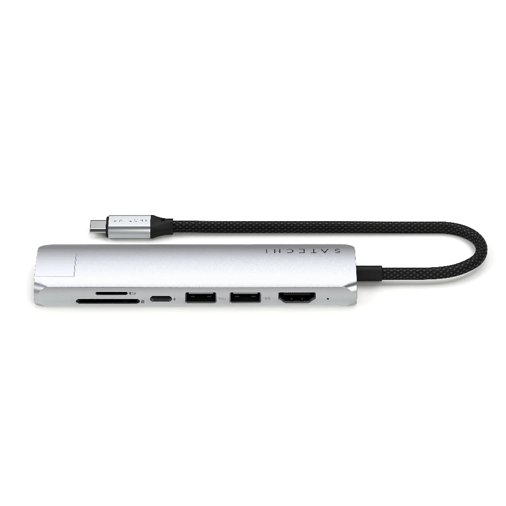 Adaptador Multipuerto Satechi Slim 7 en 1 USB-C Ethernet - Plata