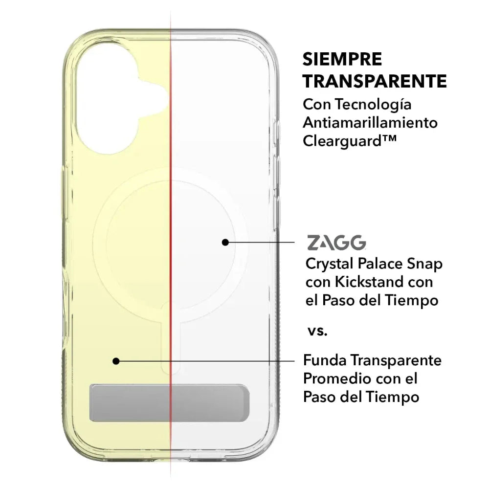 Case Zagg Kickstand Crystal Palace Snap Magsafe para iPhone 16 - Transparente