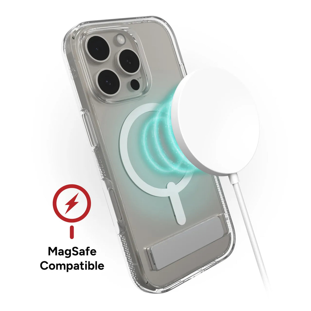 Case Zagg Kickstand Crystal Palace Snap Magsafe para iPhone 16 Pro - Transparente
