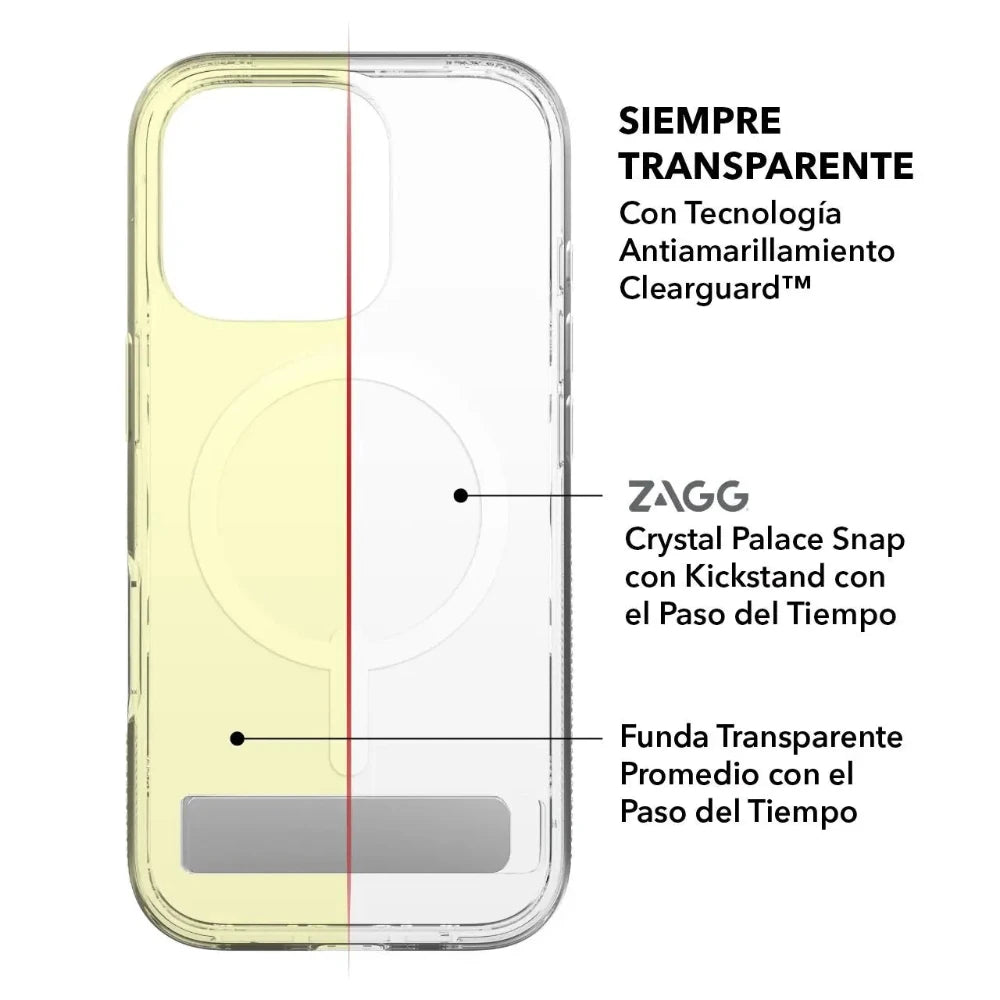 Case Zagg Kickstand Crystal Palace Snap con Magsafe para iPhone 16 Pro Max - Transparente