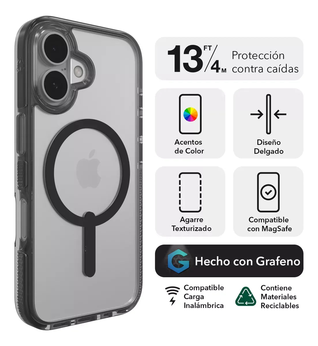 Case Zagg Santa Cruz Snap Magsafe para iPhone 16 - Negro