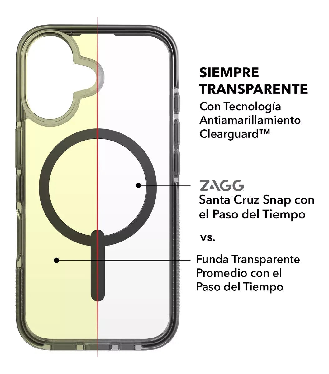 Case Zagg Santa Cruz Snap Magsafe para iPhone 16 - Negro