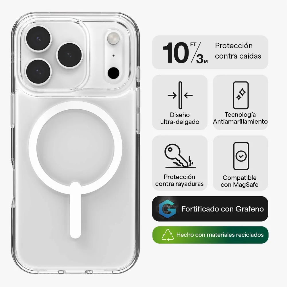 Case Zagg Crystal Palace Snap Magsafe para iPhone 17 Pro - Transparente