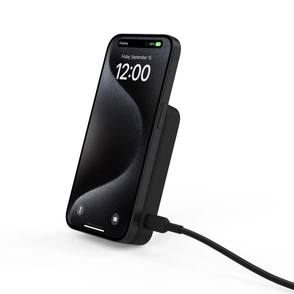 Batería Magnética Inalámbrica Belkin Qi2 - 8000 mAh + Soporte - Negro