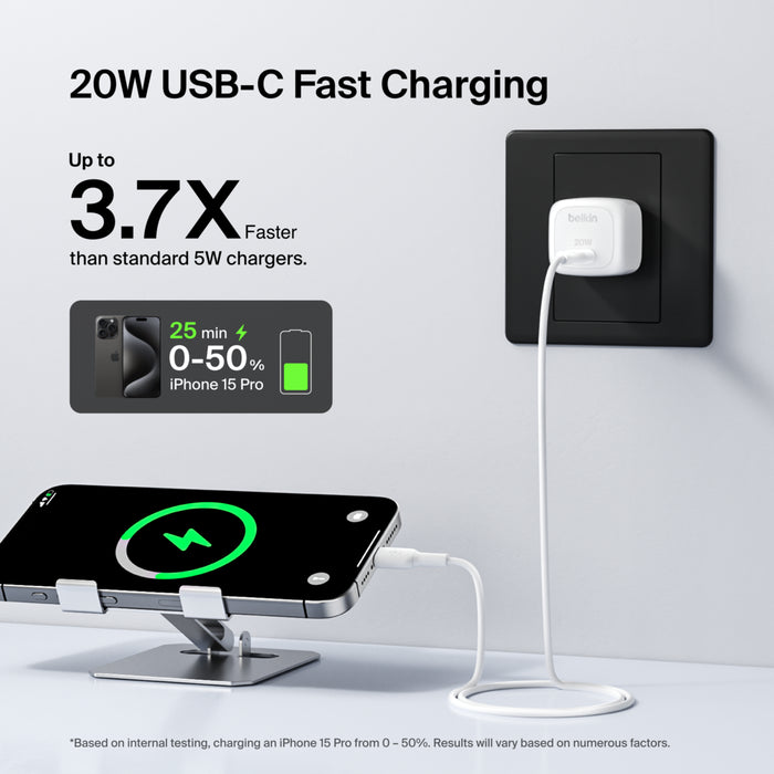 Cargador Belkin USB-C compacto de 20W - Blanco