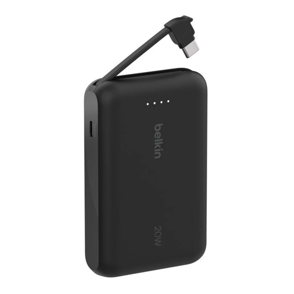 Bateria Externa Belkin 10K con Cable USB-C Integrado 20W - Negro