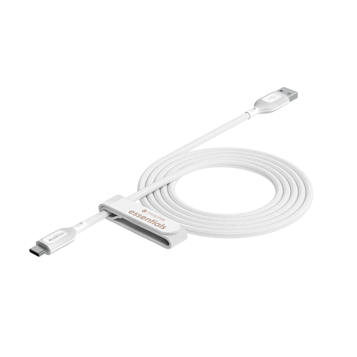 Cable Mophie Essential trenzado USB-A a USB-C 15w 2m - Blanco
