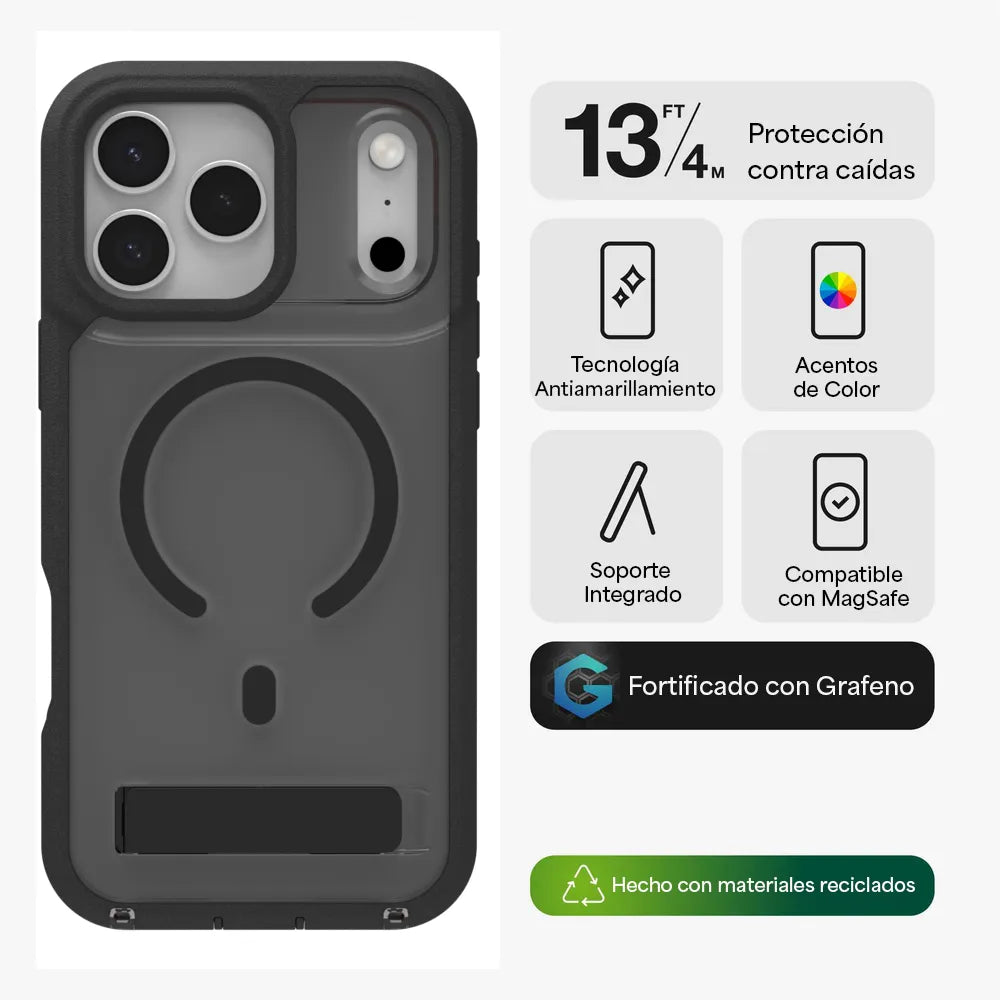 Case ZAGG Santa Cruz con MagSafe KS para iPhone 17 Series - Negro Medianoche