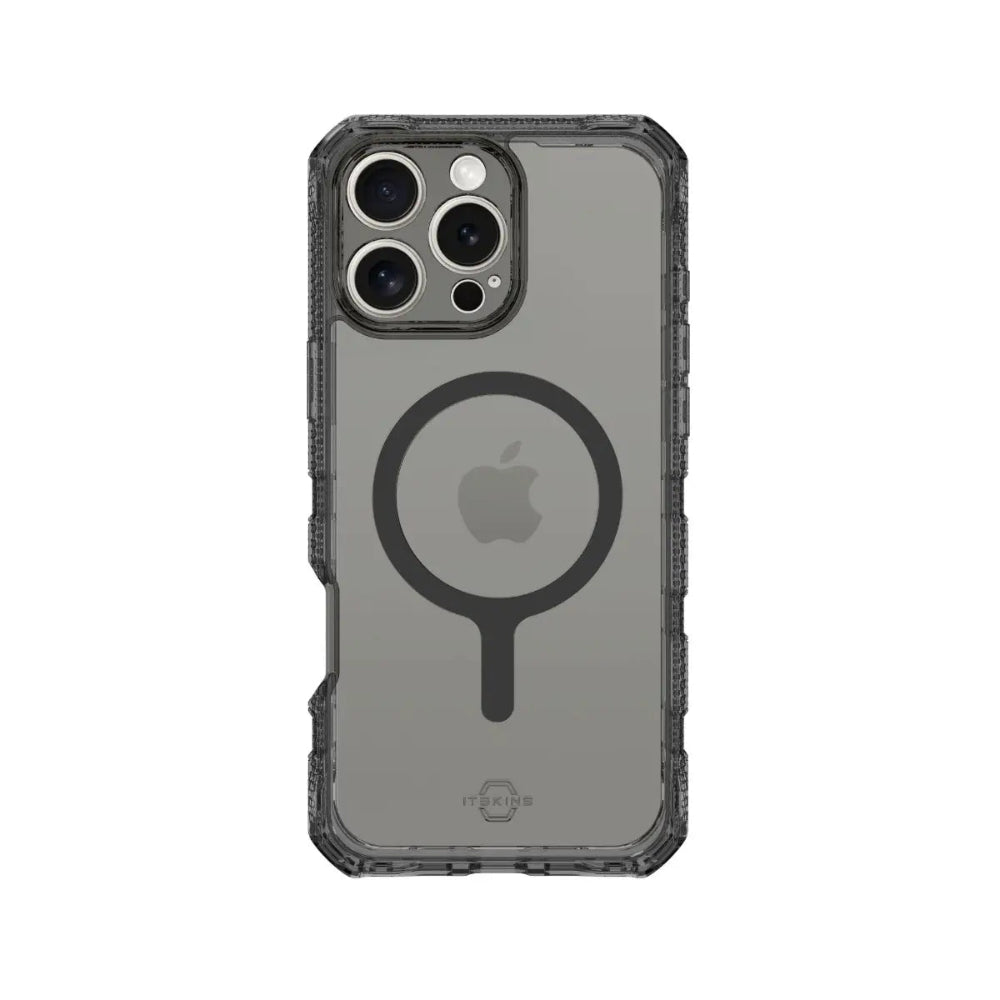 ItSkins Supreme R Clear con MagSafe para iPhone 16 Pro - Grafito y estampado en grafito