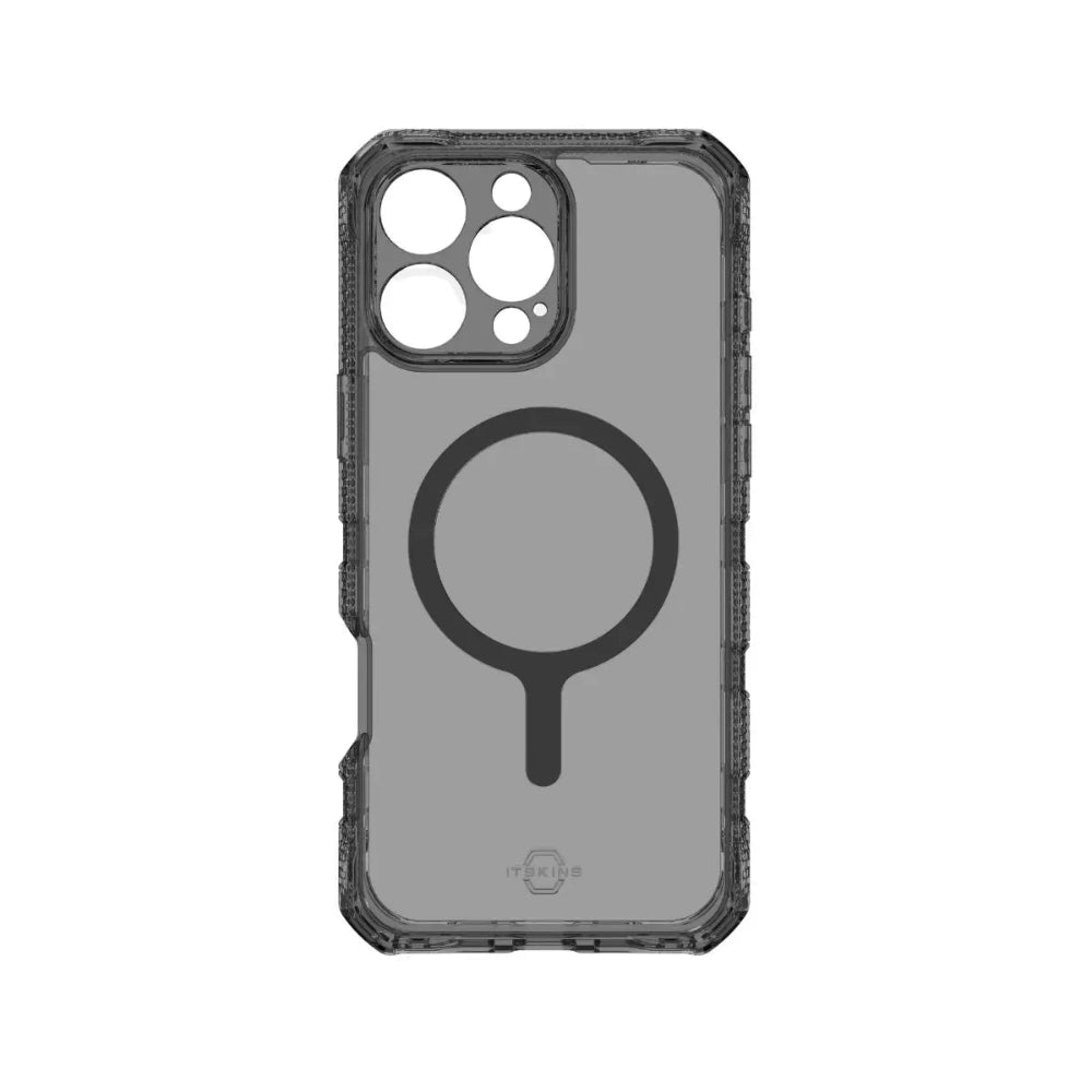 ItSkins Supreme R Clear con MagSafe para iPhone 16 Pro - Grafito y estampado en grafito