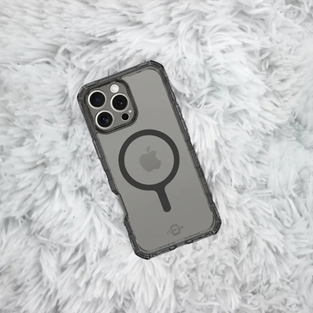 ItSkins Supreme R Clear con MagSafe para iPhone 16 Pro - Grafito y estampado en grafito
