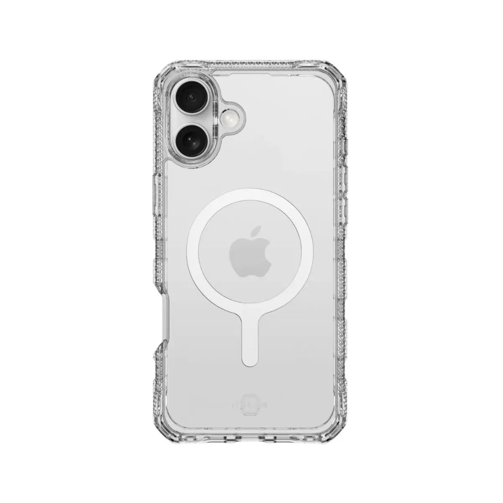 ItSkins Supreme R Clear con MagSafe para iPhone 16 Plus - Impresión blanco transparente