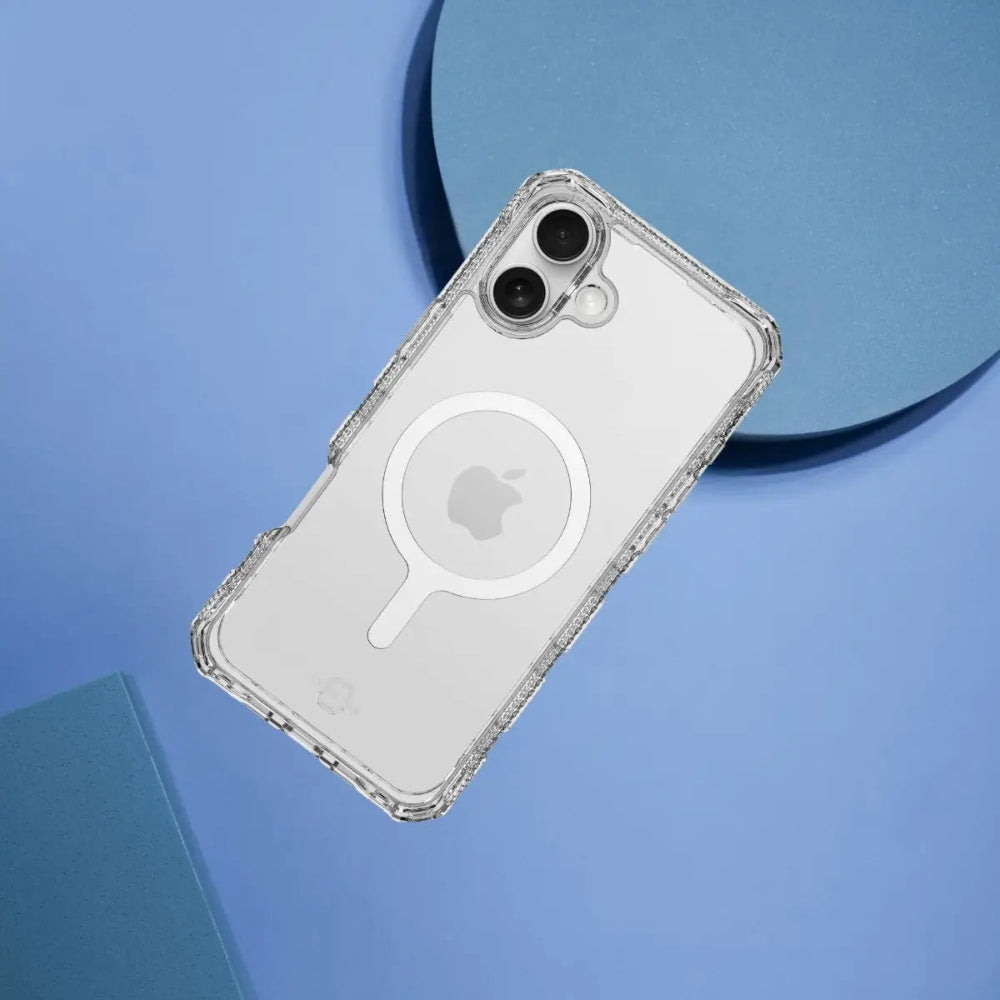 ItSkins Supreme R Clear con MagSafe para iPhone 16 Plus - Impresión blanco transparente