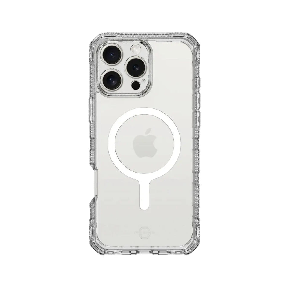 ItSkins Supreme R Clear con MagSafe para iPhone 16 Pro - Estampado Blanco Transparente