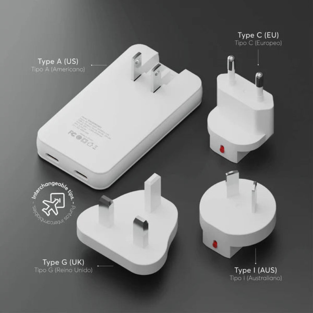 Cargador de Pared NCO PowerPlug Ultra 65W US/EU/AUS/UK USB-C - Blanco