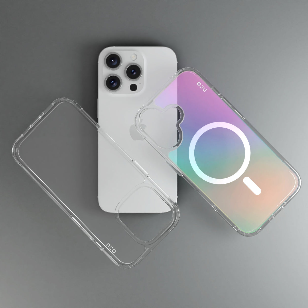 SafeCase Clear Rainbow NCO con MagSafe para iPhone 16 series