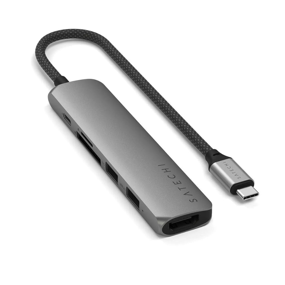 Adaptador Multipuerto Satechi Slim 6 en 1 USB-C - Gris Espacial
