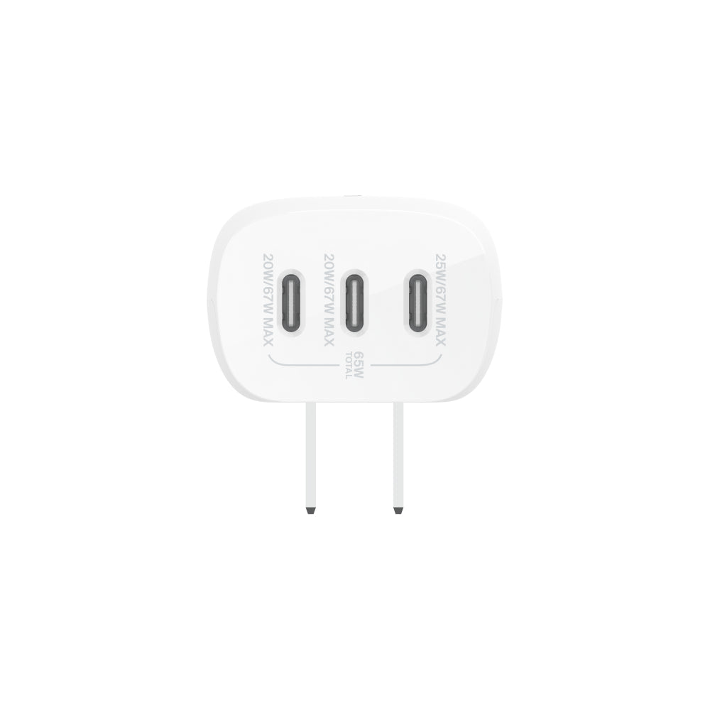 Cargador de Pared Inteligente Belkin Triple USB-C 67W - Blanco