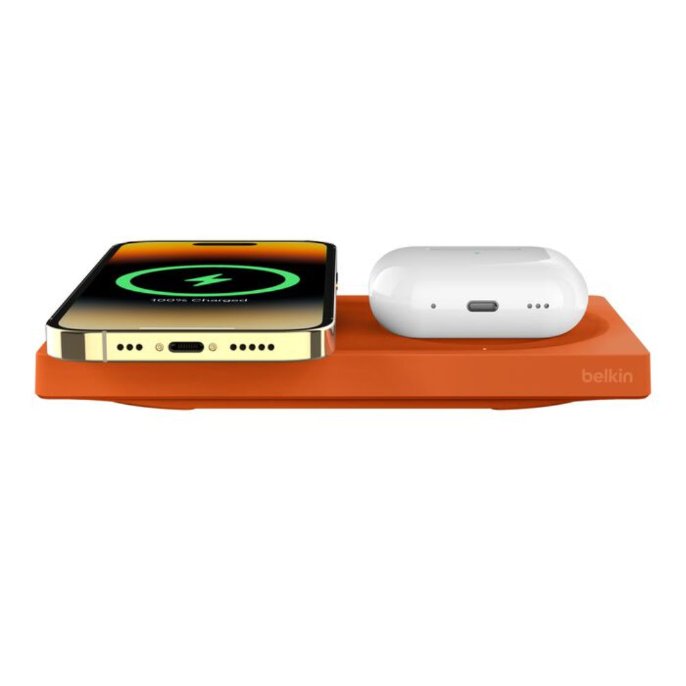 Base de Carga Inalámbrica Pad Belkin 2 en 1 con MagSafe - Naranja