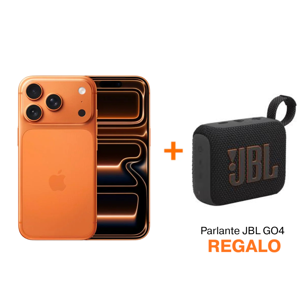 iPhone 17 Pro - 512GB - Naranja cósmico + Parlante JBL Go4 Bluetooth - Negro