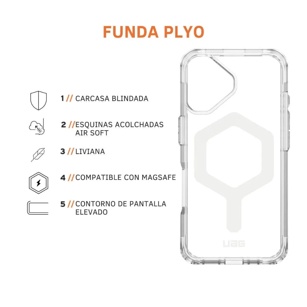 UAG Case Plyo con Magsafe para iPhone 16 - Hielo/Blanco