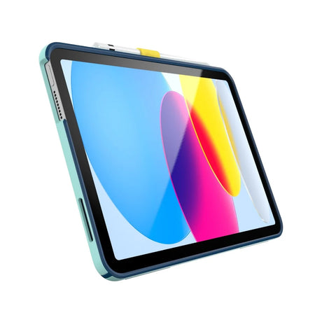 Cas_Speck_con_Soporte_para_iPad_11_10_Gen_Turquesa_Amarillo_Posicion_3_iShop_El_Salvador