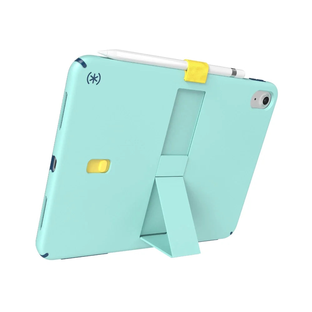 Cas_Speck_con_Soporte_para_iPad_11_10_Gen_Turquesa_Amarillo_Posicion_5_iShop_El_Salvador