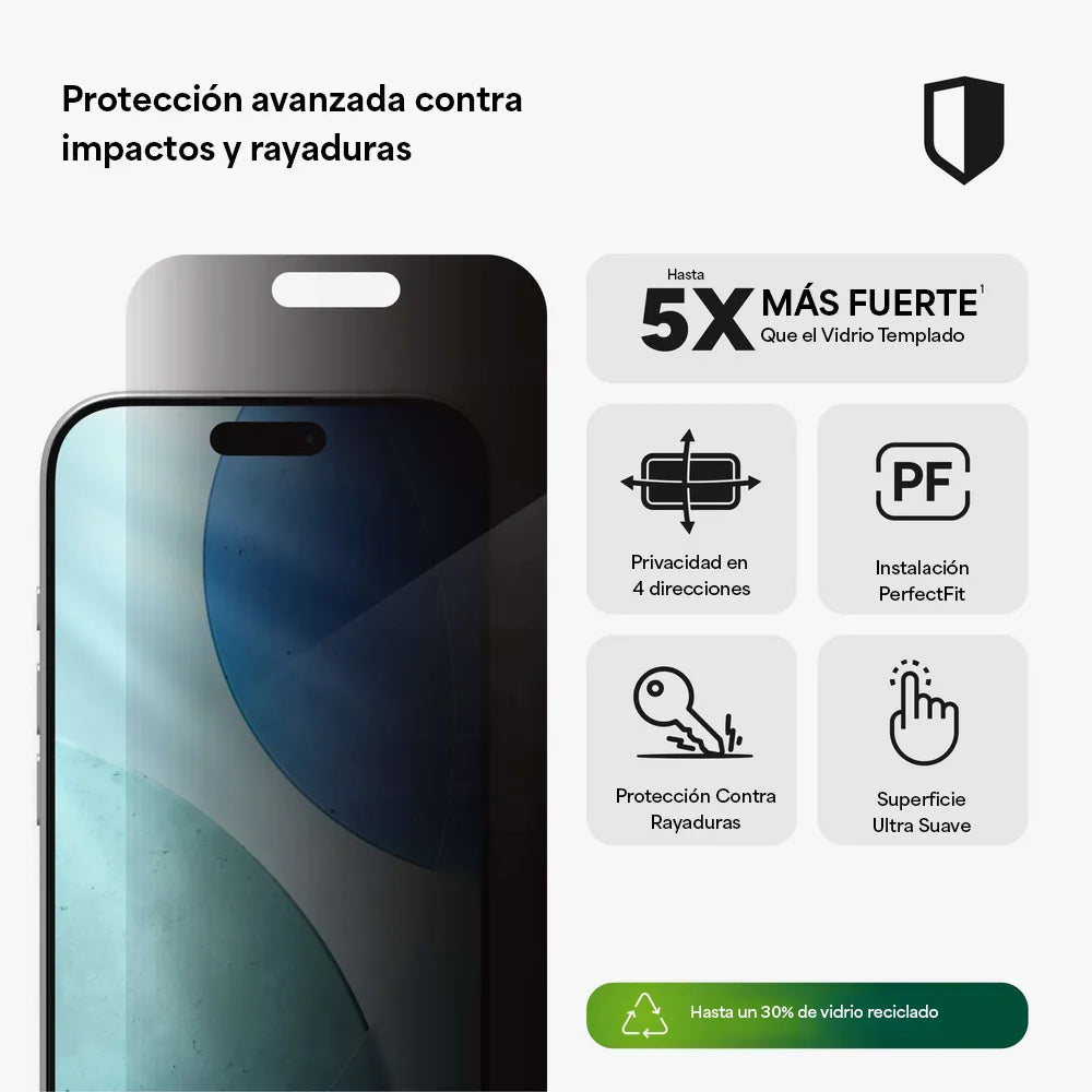 Protector_de_Pantalla_Zagg_Glass_XTR_Privacidad_para_iPhone_17_Transparente_Posición_2_iShop_El_Salvador