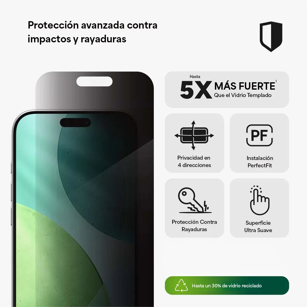 Protector_de_Pantalla_Zagg_Glass_XTR_Privacidad_para_iPhone_17_Air_Transparente_Posición_2_iShop_El_Salvador