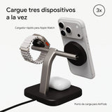 Base de Carga Inalámbrica Mophie Qi2 3 en 1 - Negro