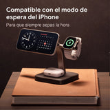 Base de Carga Inalámbrica Mophie Qi2 3 en 1 - Negro