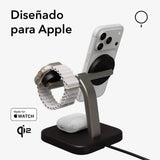 Base de Carga Inalámbrica Mophie Qi2 3 en 1 - Negro