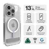 Case ZAGG Kickstand Crystal Palace Snap Magsafe para iPhone 15 Pro Max - Transparente