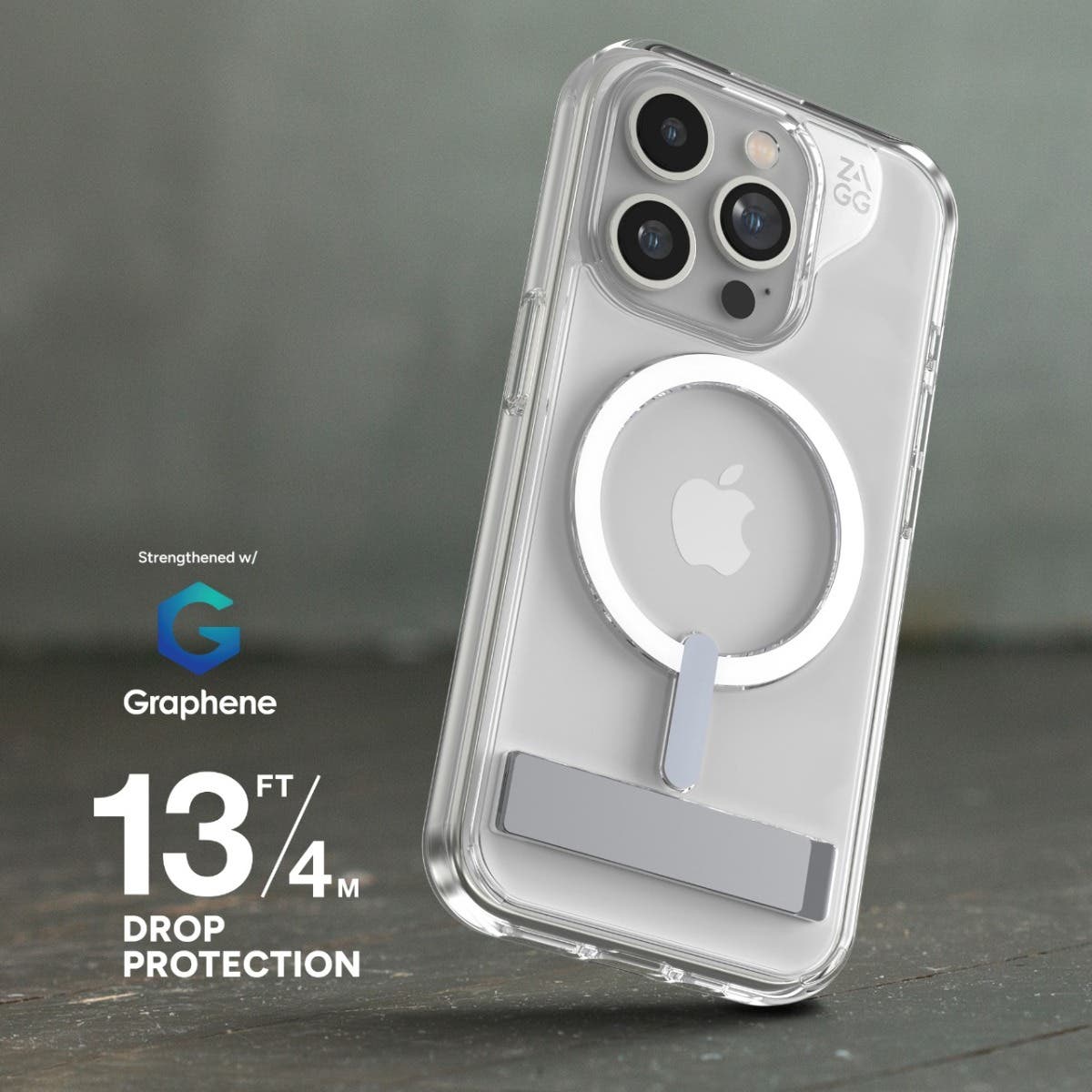 Case ZAGG Kickstand Crystal Palace Snap Magsafe para iPhone 15 Pro Max - Transparente