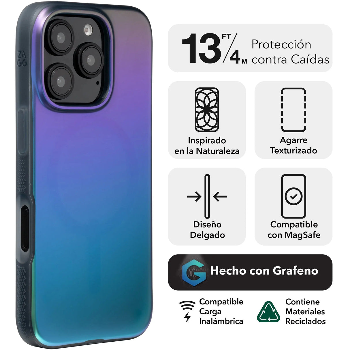 Case Zagg Milan Snap con Magsafe para iPhone 16 Pro - Pluma de Cuervo