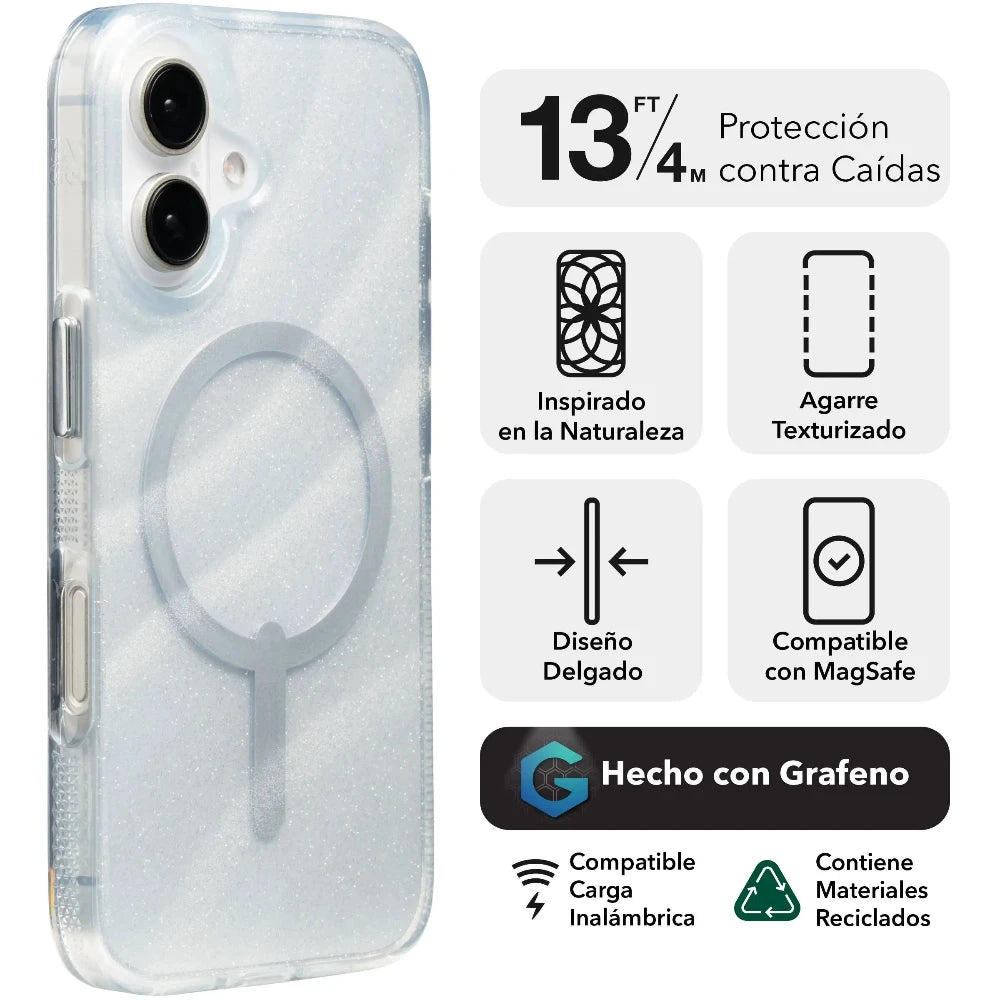 Case Zagg Milan Snap con MagSafe para iPhone 16 - Plateado