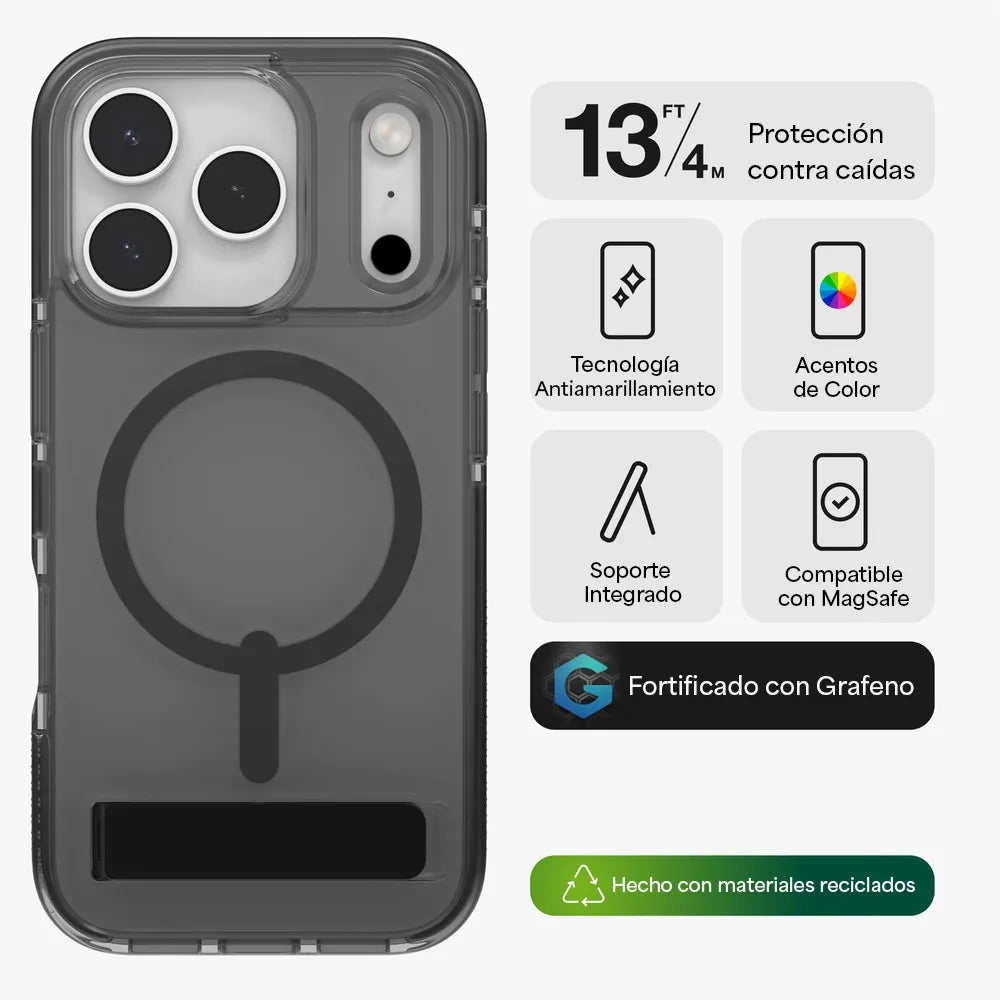 Case ZAGG Santa Cruz con MagSafe KS para iPhone Series 17 - Negro Medianoche