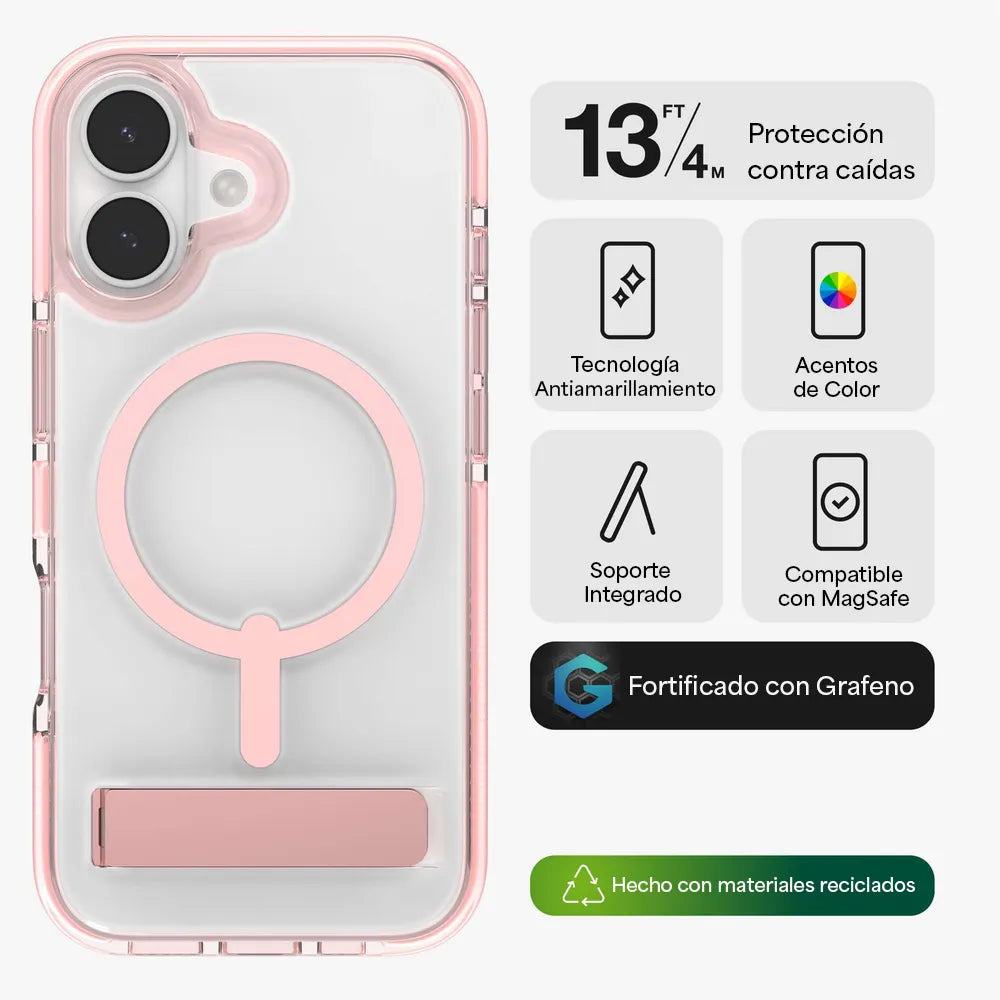 Case Zagg Santa Cruz Snap Magsafe KS para iPhone 17 - Rosa Pastel