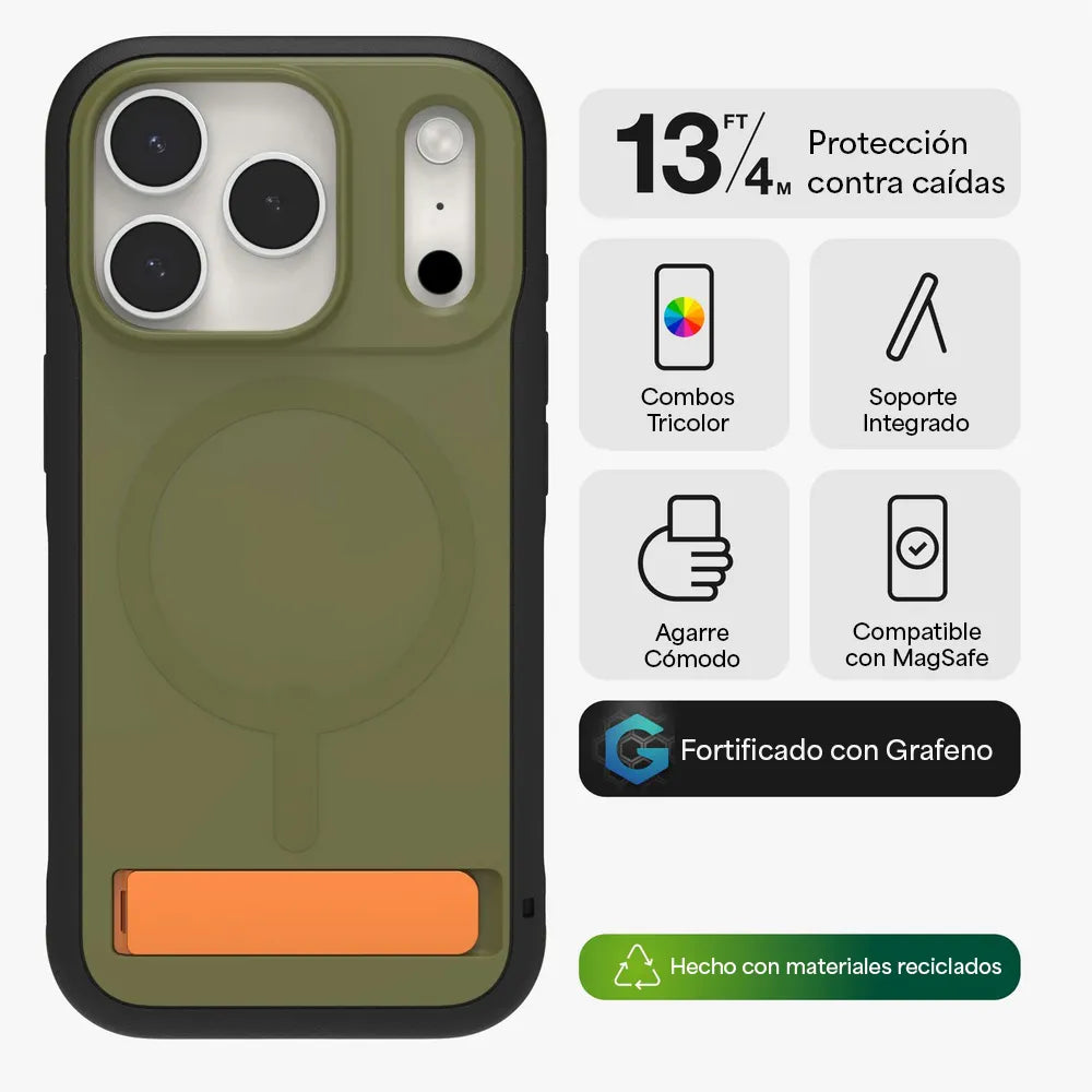 Case ZAGG Sedona Snap MagSafe KS para iPhone 17 Pro - Verde Musgo