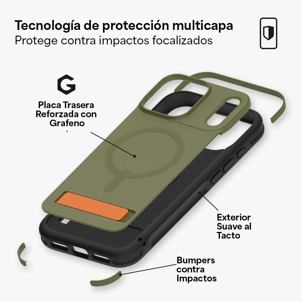 Case ZAGG Sedona Snap MagSafe KS para iPhone 17 Pro - Verde Musgo