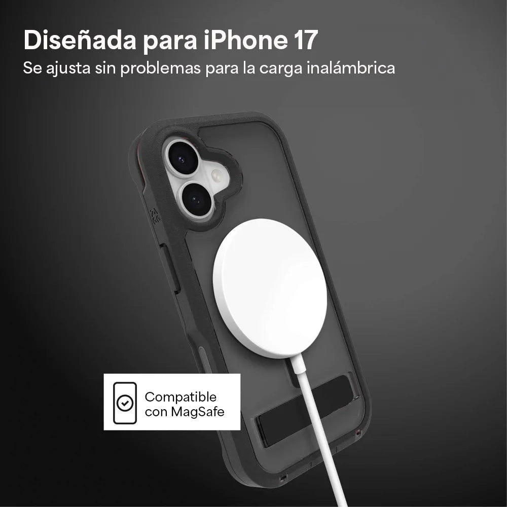 Case_ZAGG_Rainier_con_MagSafe_KS_para_iPhone_17_Negro_Humo_Posición_4_iShop_El_Salvador