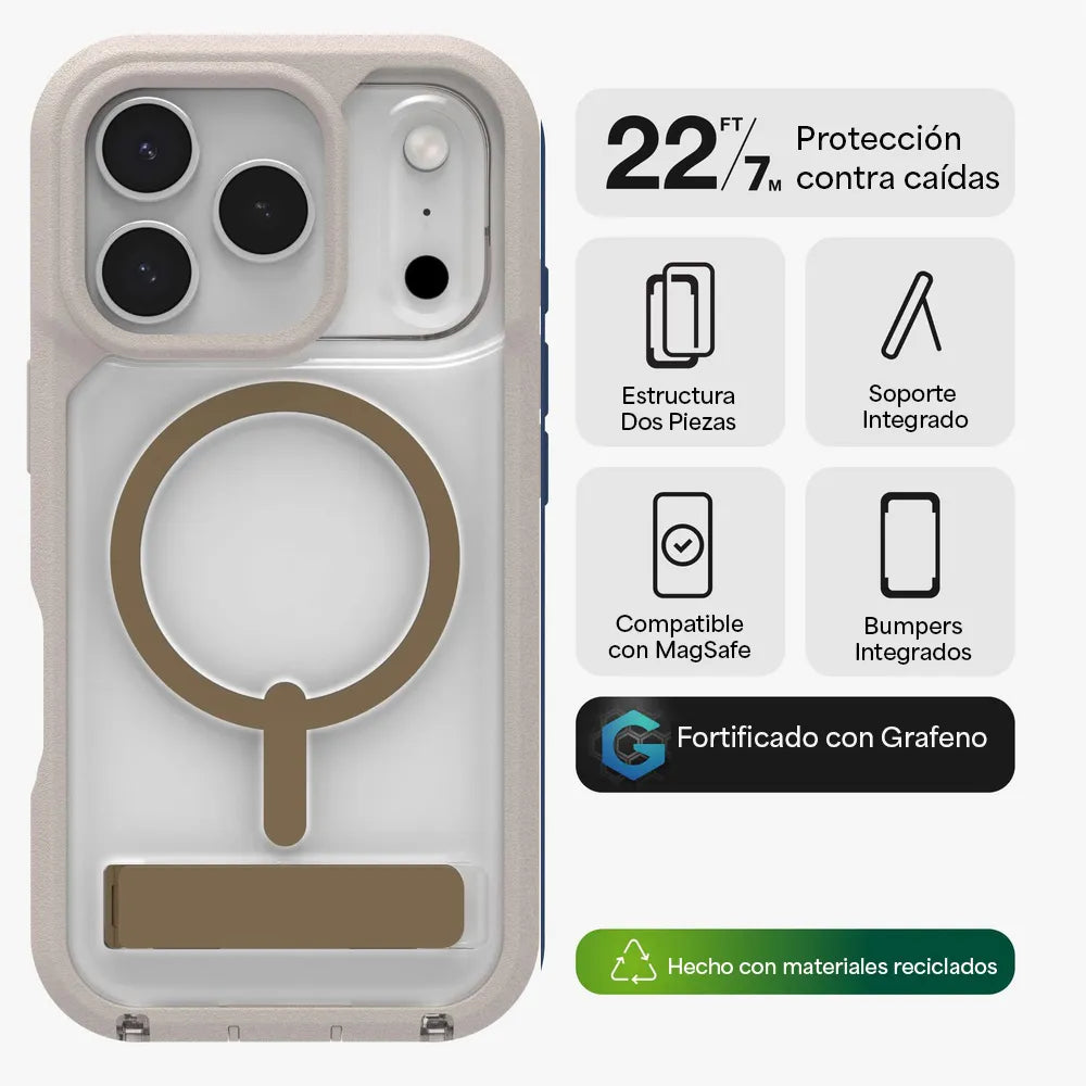 Case ZAGG Rainier con MagSafe KS para iPhone 17 Pro Max - Beige arenisca