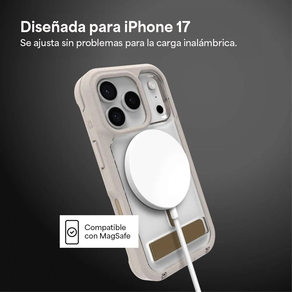 Case ZAGG Rainier con MagSafe KS para iPhone 17 Pro Max - Beige arenisca