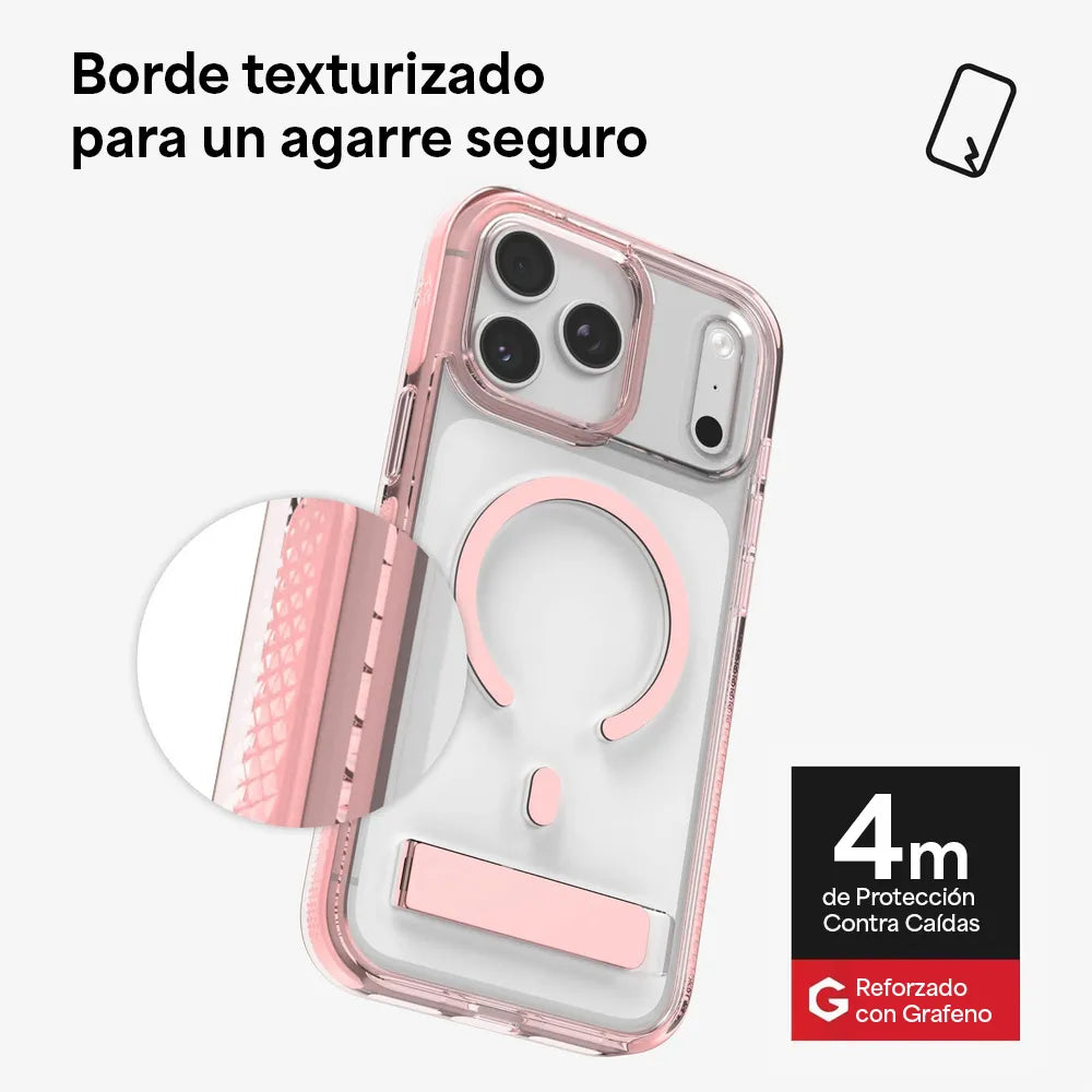 Case ZAGG Santa Cruz con MagSafe KS para iPhone 17 Pro - Rosa Pastel