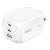 Cargador_Belkin_GaN_de_3_Puertos_(2_USB-C/1_USB-A)_100W_Blanco_Posición_1_iShop_El_Salvador