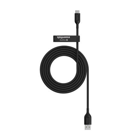 Cable Mophie essential trenzado USB-A a USB-C 15w 2m - Negro