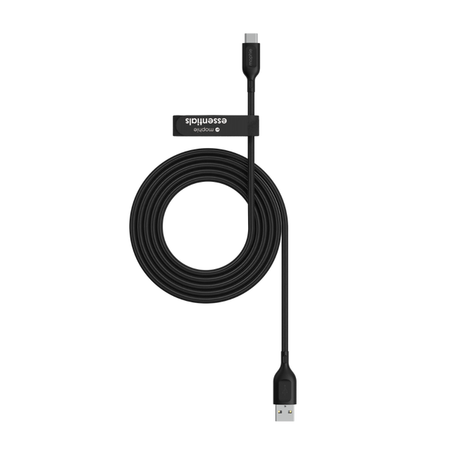 Cable Mophie essential trenzado USB-A a USB-C 15w 2m - Negro