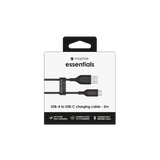 Cable Mophie essential trenzado USB-A a USB-C 15w 2m - Negro