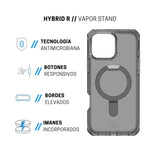 Case ItSkins Hybrid R Vapor Stand con MagSafe para iPhone 16 Pro Max - Negro